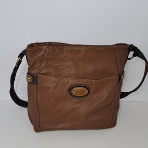 Stone Mountain Pebble Leather Crossbody Shoulder Bag Brown